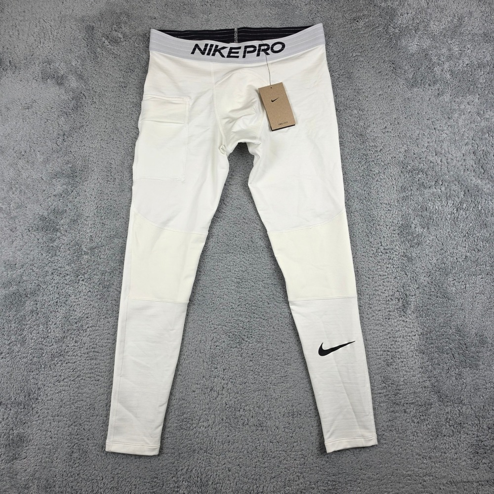 Nike Pro Compression Leggings Mens L White Dri-FIT Tight Fit Training DQ4870 NWT